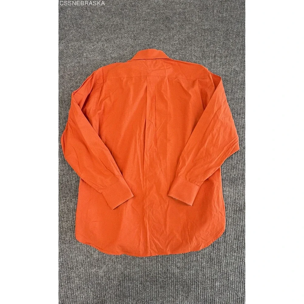 Tommy Hilfiger Mens Long Sleeve Button Down Shirt Orange Plaid Trim Contrast - M